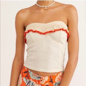 Float on tube top-beige and orange